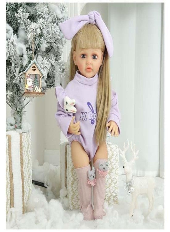 Onecado Reborn Baby Doll Girl 22 Inch Soft Lifelike Girl Doll, Silicone Realistic Baby Doll Toy Princess Toddler Bebe with Brown Long Hair Gift - Image 2